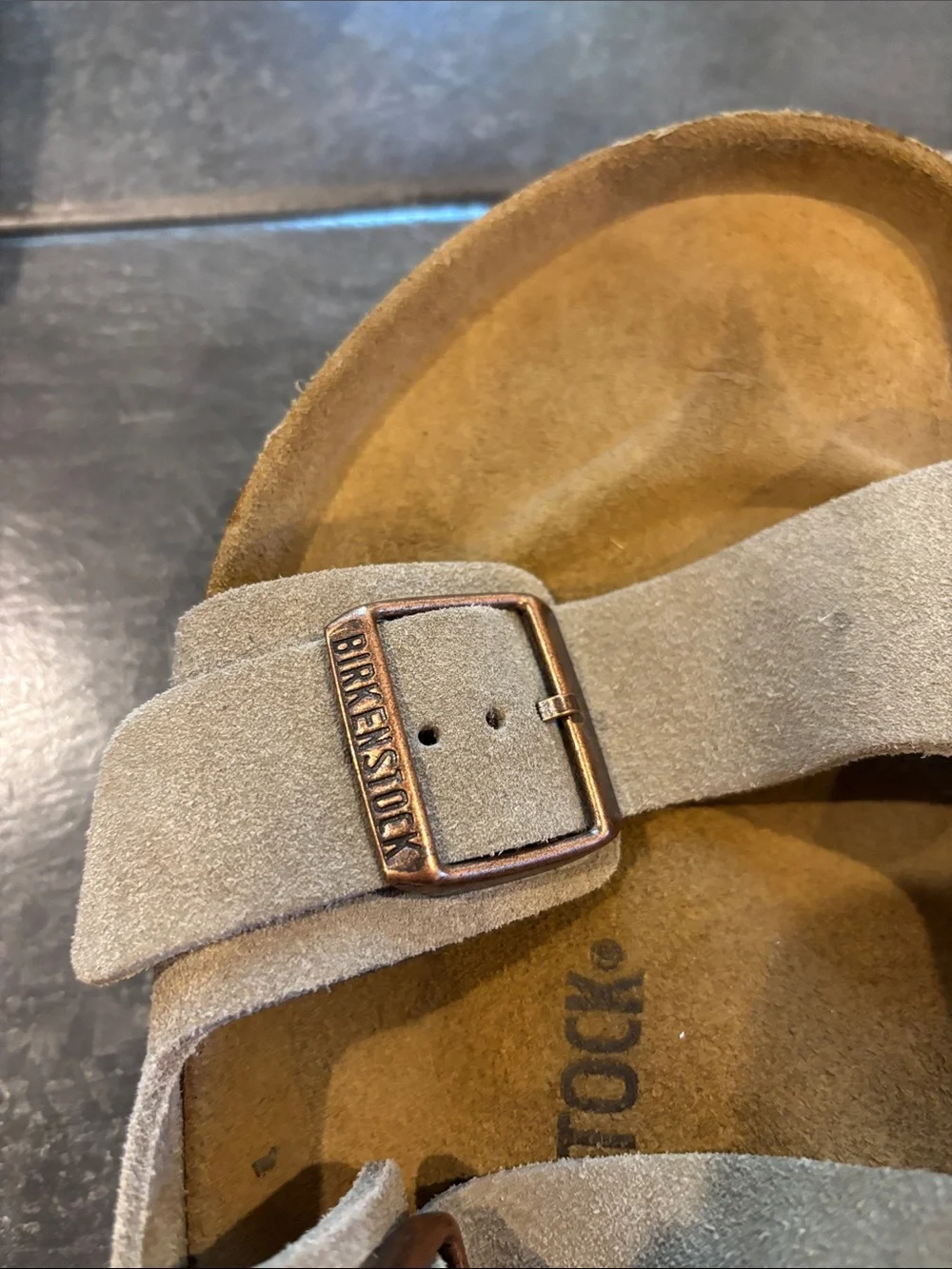 Birkenstock Men's Double Strap Suede Sandals in Light Beige